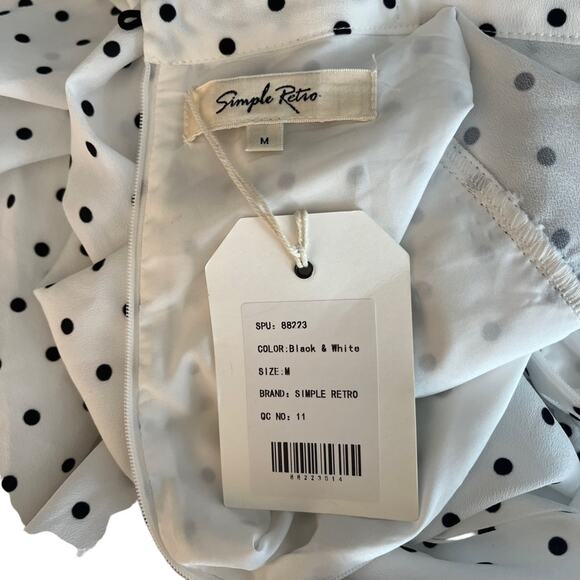 Simple Retro long sleeve women's polka dot dress size medium - Picture 3 of 3